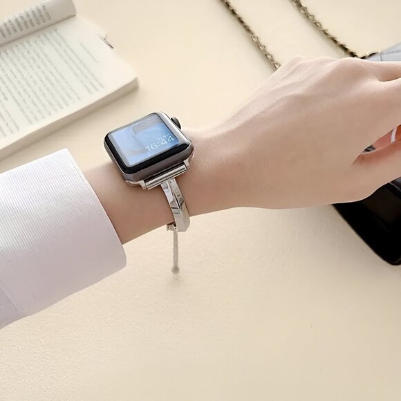 Apple Watch Band Adjustable Slim Stylish Strap Silver Stainless Bracelet - Picture 2 of 8